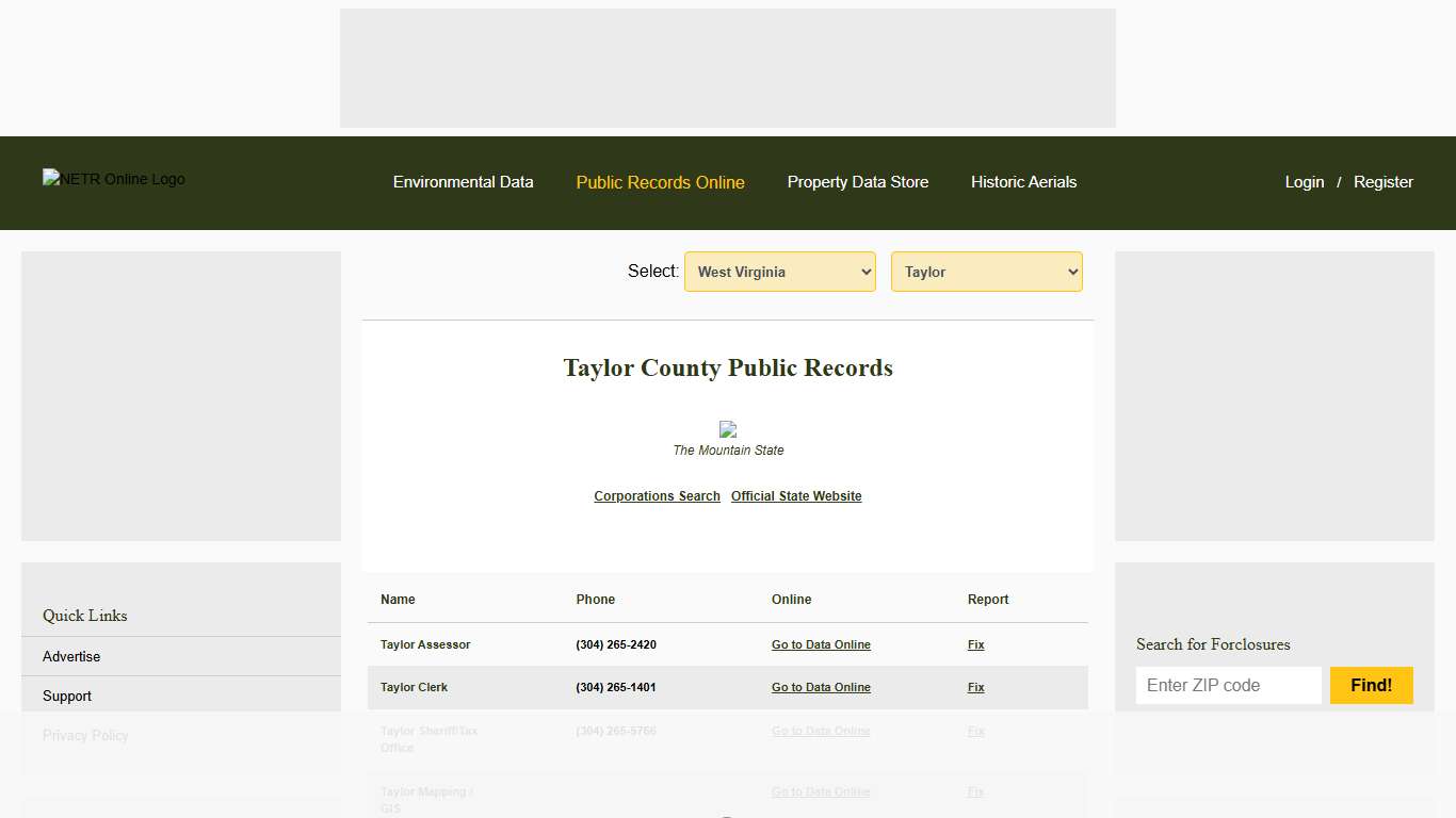NETR Online • Taylor • Taylor Public Records, Search Taylor Records, Taylor Property Tax, West Virginia Property Search, West Virginia Assessor