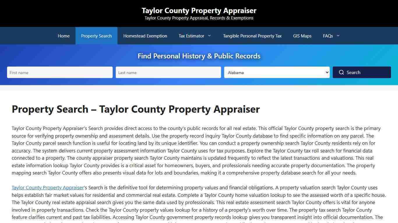 Property Search - Taylor County Property Appraiser